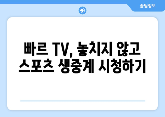 빠르 TV에서 스포츠 중계를 보는 꿀팁 공개