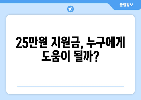 25만원 지원금: 일상적 경제적 지원이 될 것인가?