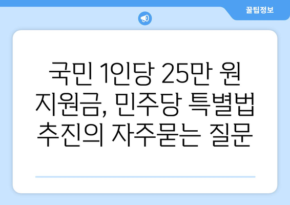 국민 1인당 25만 원 지원금, 민주당 특별법 추진