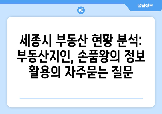 세종시 부동산 현황 분석: 부동산지인, 손품왕의 정보 활용