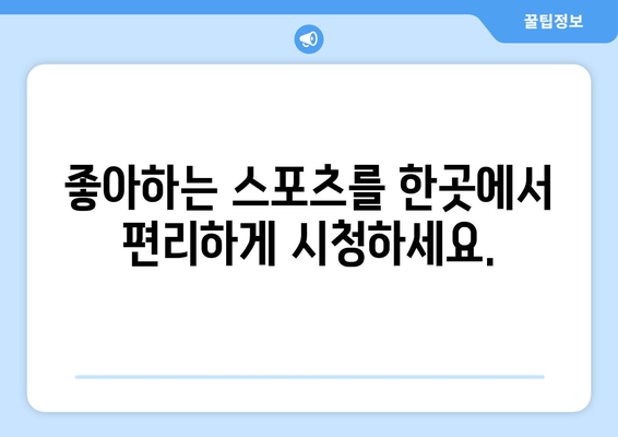 빠른 티비: 모든 스포츠를 한 곳에서 즐기기