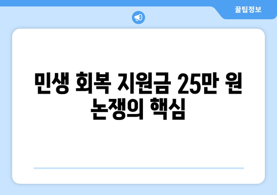 민생 회복 지원금 25만 원 논쟁의 핵심