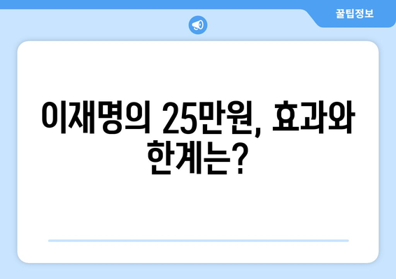 이재명의 25만원 민생지원금, 선택적 유권자 활성화 수단인가?