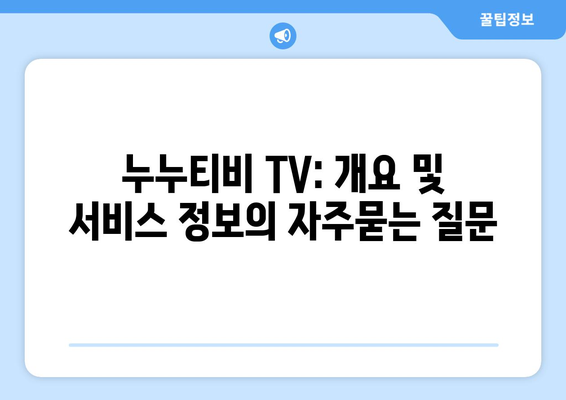 누누티비 TV: 개요 및 서비스 정보