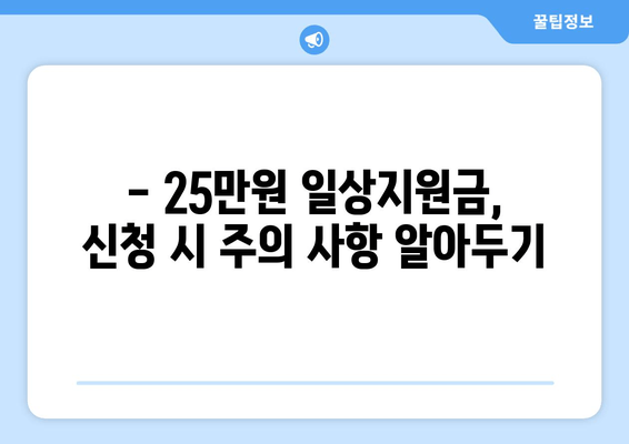 25만원 일상지원금 신청 안내