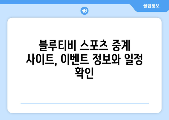 블루티비 스포츠 무료 중계 사이트 소개