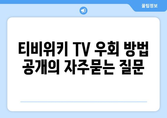 티비위키 TV 우회 방법 공개