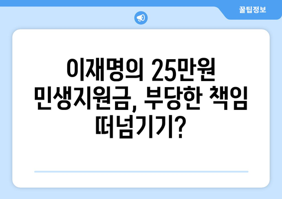 이재명의 25만원 민생지원금, 부당한 책임 떠넘기기?