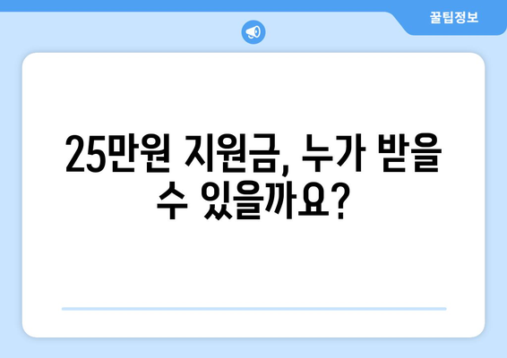 정부 민생 지원금 25만 원 신청 방법 및 자격