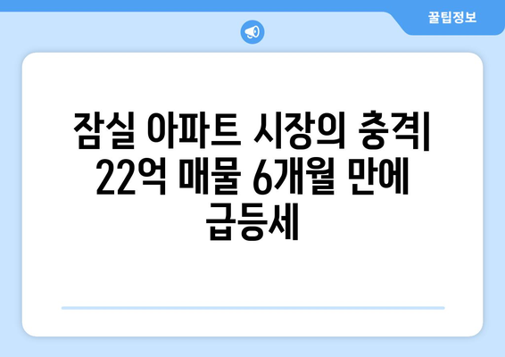 잠실 아파트 시장의 충격: 22억 매물 6개월 만에 급등세