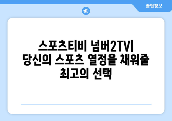 스포츠 중계 속의 독보적인 존재: 스포츠티비 넘버2TV