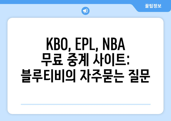 KBO, EPL, NBA 무료 중계 사이트: 블루티비