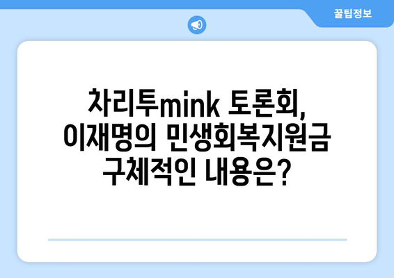 차리투mink 민생 토론회에서 이재명의 민생회복지원금 제안