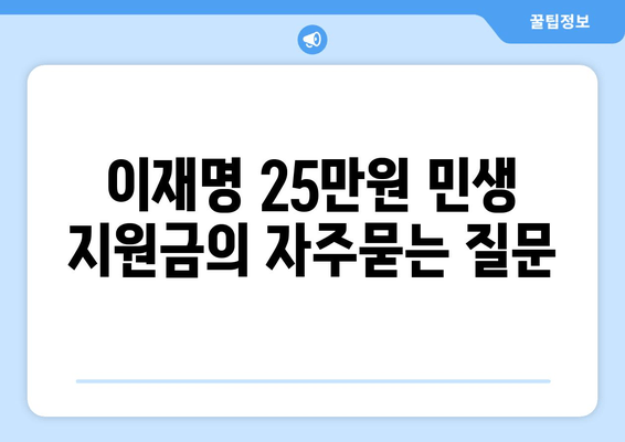 이재명 25만원 민생 지원금