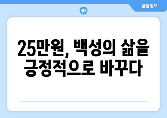 25만원 민생 대책: 백성의 삶을 개선하고 희망을 되살리기