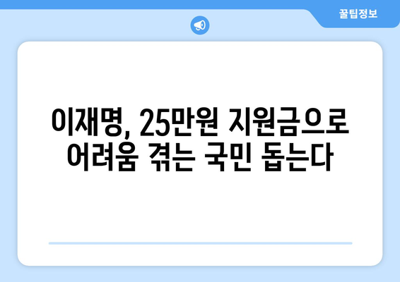 이재명, 25만원 지원금 지급 주장