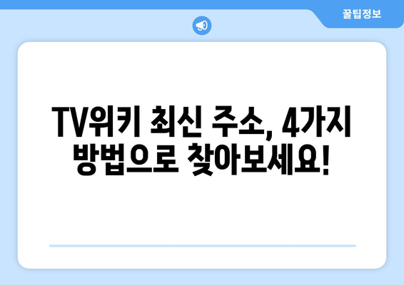 TV위키 최신 주소 확인 방법 4가지 (우회 대체 사이트, 시청 처벌)