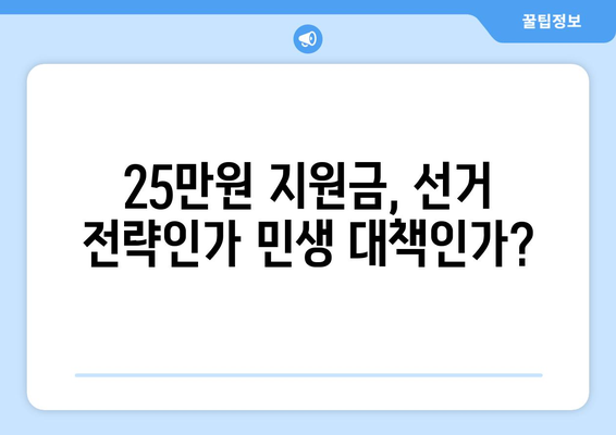 이재명 25만원 민생 지원금, 선거 보따리?