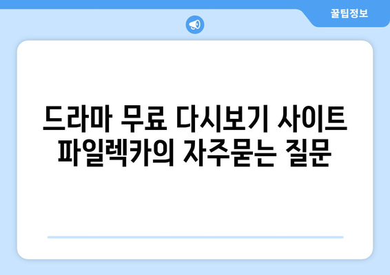 드라마 무료 다시보기 사이트 파일렉카