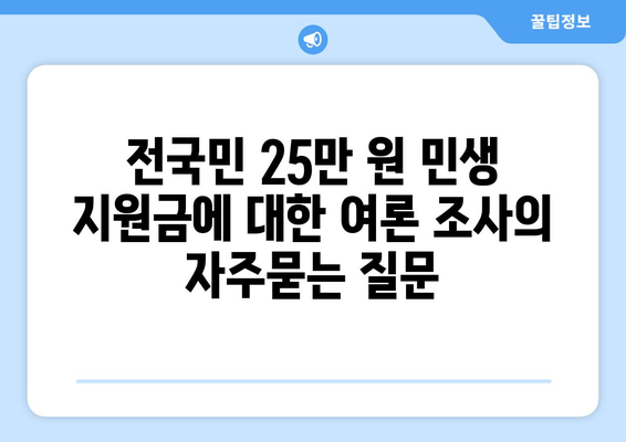 전국민 25만 원 민생 지원금에 대한 여론 조사