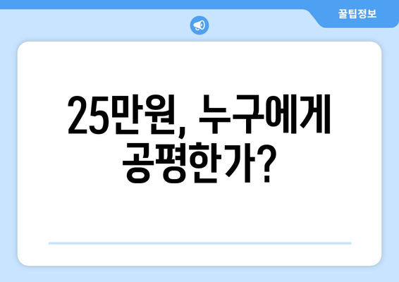 차등 지원 25만원: 공평의 구현인가 불의의 씨앗인가?