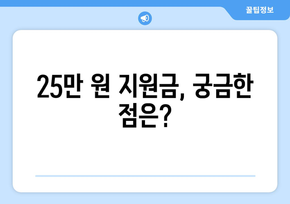 25만 원 지원금이 뭐길래? 이해하는 방법