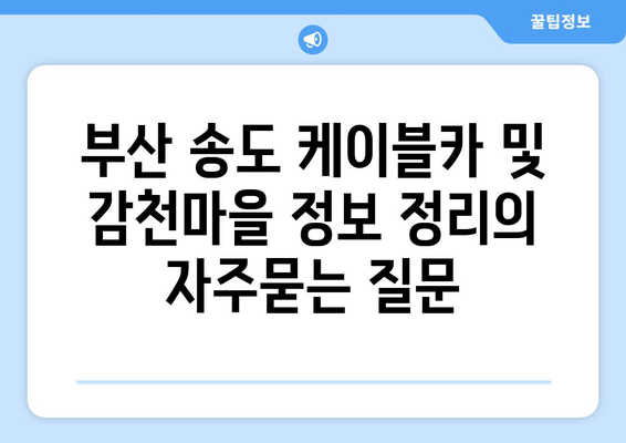 부산 송도 케이블카 및 감천마을 정보 정리