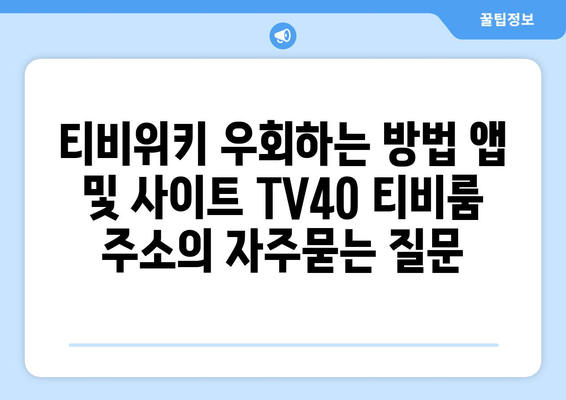 티비위키 우회하는 방법 앱 및 사이트 TV40 티비룸 주소