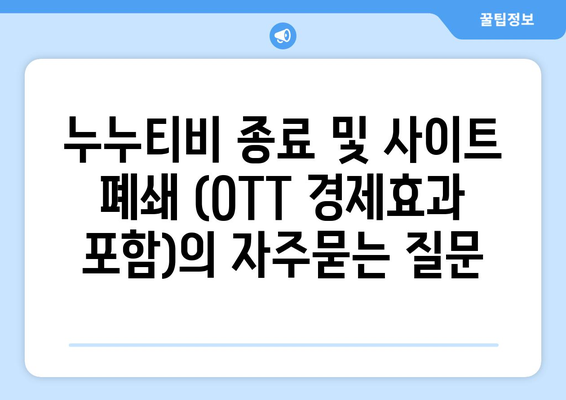 누누티비 종료 및 사이트 폐쇄 (OTT 경제효과 포함)