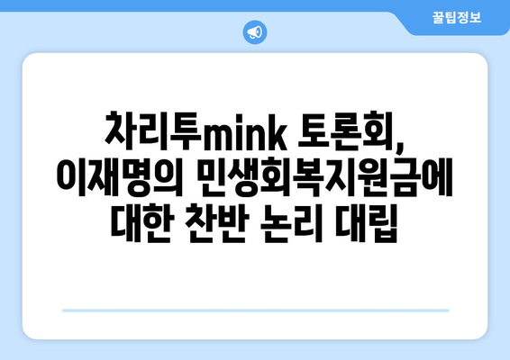 차리투mink 민생 토론회에서 이재명의 민생회복지원금 제안