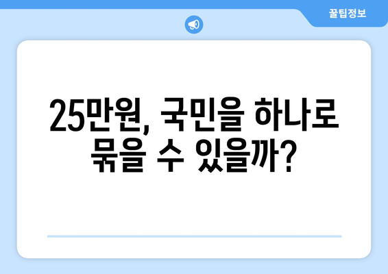 25만원 지원금: 정치적 갈등의 원천인가 국민 화합의 기반인가?