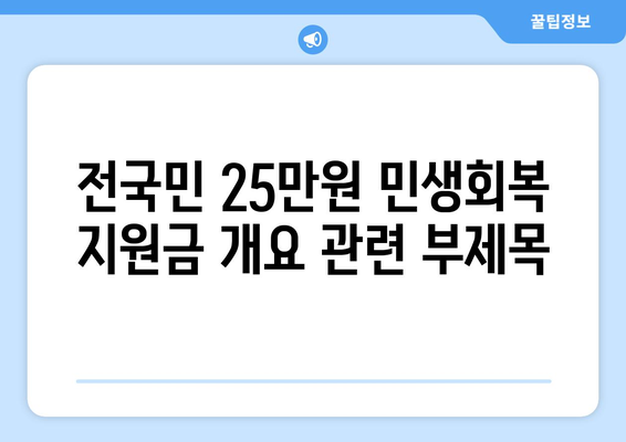 전국민 25만원 민생회복 지원금 개요