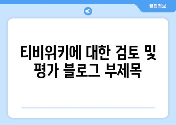 티비위키에 대한 검토 및 평가