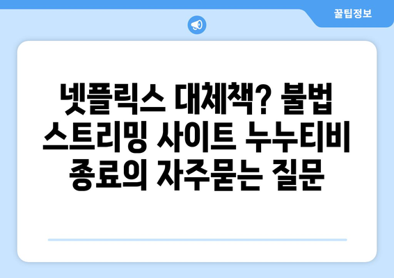 넷플릭스 대체책? 불법 스트리밍 사이트 누누티비 종료