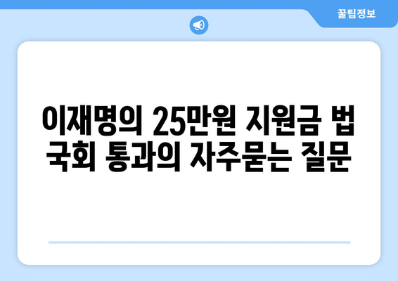 이재명의 25만원 지원금 법 국회 통과