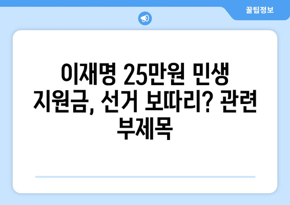 이재명 25만원 민생 지원금, 선거 보따리?