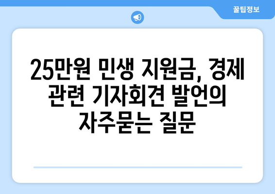 25만원 민생 지원금, 경제 관련 기자회견 발언