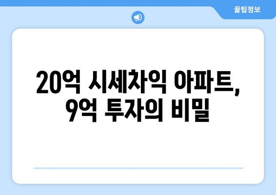 20억 시세차익 아파트의 등장: 9억 현금 투자의 놀라운 결과 심층 분석과 교훈 총정리