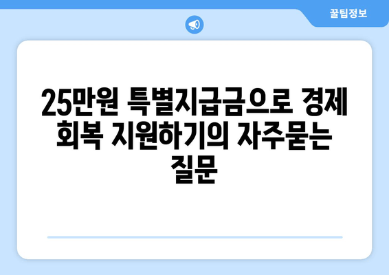 25만원 특별지급금으로 경제 회복 지원하기