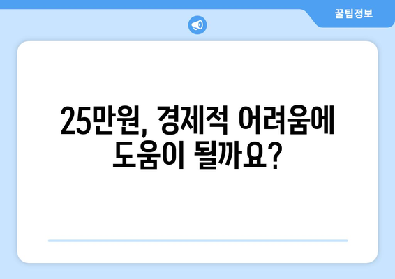 경제적 취약 계층 지원을 위한 25만원 민생회복 지급 가능성