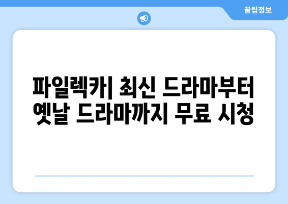 드라마 무료 다시보기 사이트 파일렉카