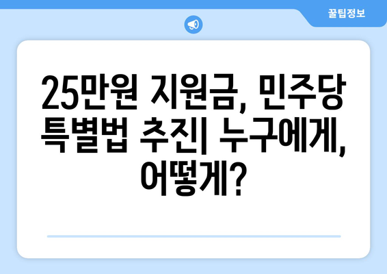 국민 1인당 25만 원 지원금, 민주당 특별법 추진