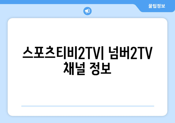 스포츠티비2TV: 넘버2TV 채널 정보