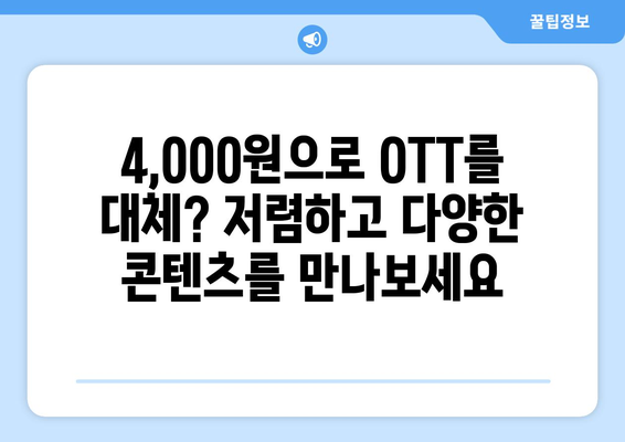 한 달에 4,000원으로 OTT를 대체할 수 있는 곳