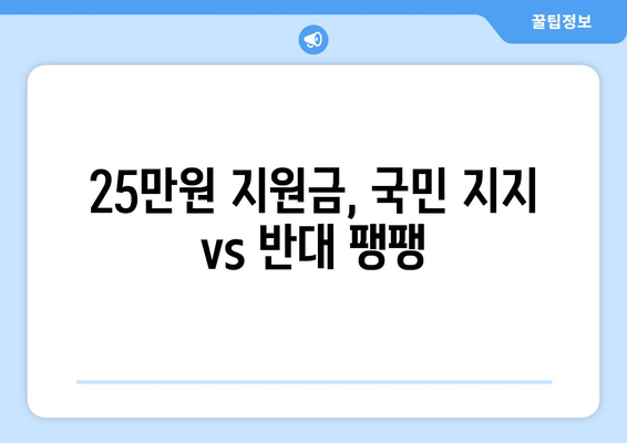 이재명의 25만 원 지원금, 국민 반대 세력 강세