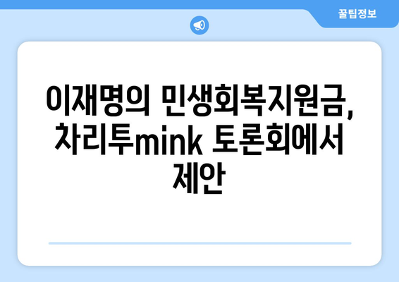 차리투mink 민생 토론회에서 이재명의 민생회복지원금 제안