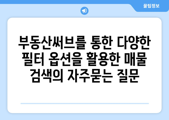 부동산써브를 통한 다양한 필터 옵션을 활용한 매물 검색