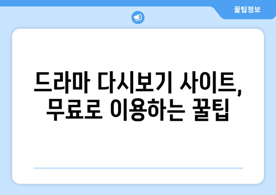 **드라마 다시보기 무료 사이트 탑 10**