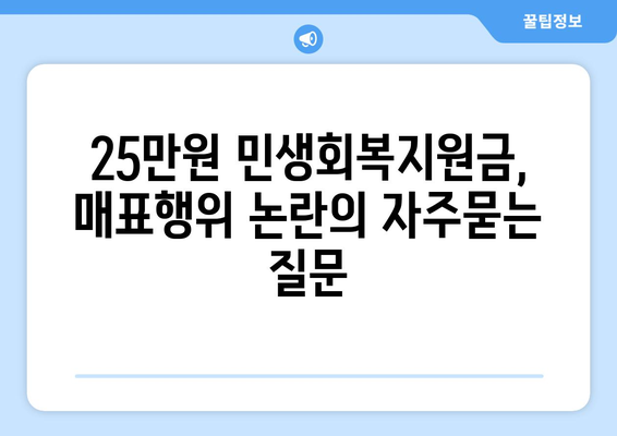 25만원 민생회복지원금, 매표행위 논란