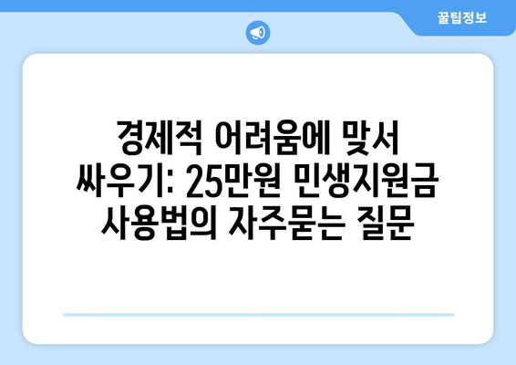 경제적 어려움에 맞서 싸우기: 25만원 민생지원금 사용법